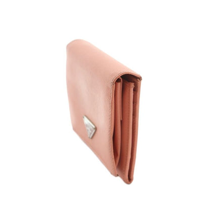 Prada Saffiano Wallet Trifold Coin Purse Leather Salmon Pink M668a MI - OS
