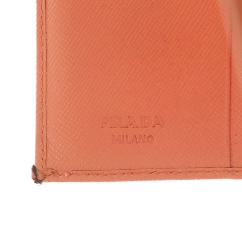 Prada Saffiano Wallet Trifold Coin Purse Leather Salmon Pink M668a MI - OS