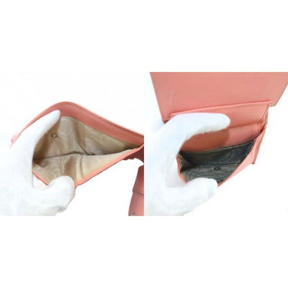 Prada Saffiano Wallet Trifold Coin Purse Leather Salmon Pink M668a MI - OS