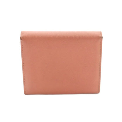 Prada Saffiano Wallet Trifold Coin Purse Leather Salmon Pink M668a MI - OS