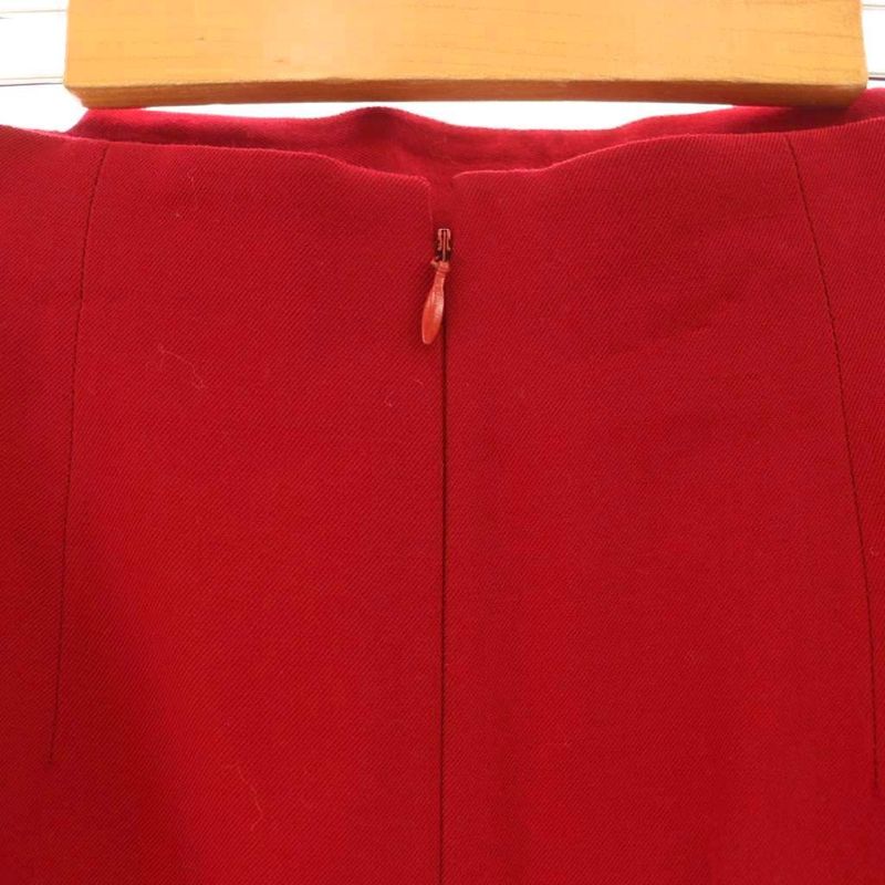 Celine Tight Skirt Wool 38 Red Chain Ring Decoration Cx-os