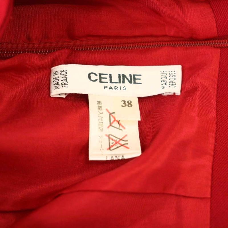 Celine Tight Skirt Wool 38 Red Chain Ring Decoration Cx-os