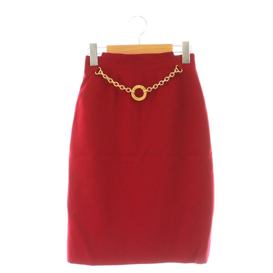 Celine Tight Skirt Wool 38 Red Chain Ring Decoration Cx-os