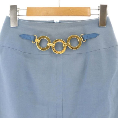 Celine Tight Skirt Knee Length Chain Embellishment 36 Blue CX - OS
