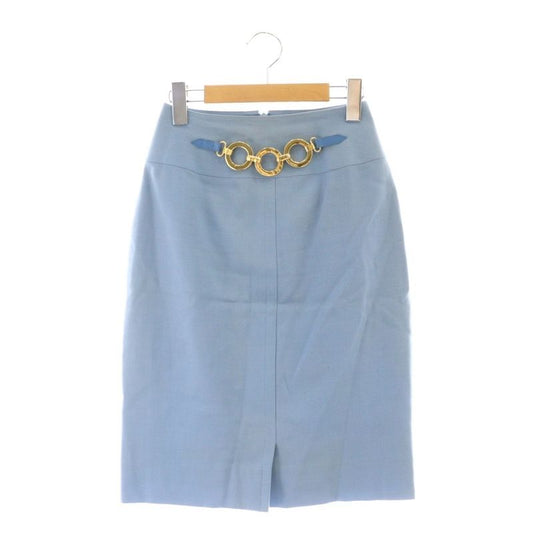 Celine Tight Skirt Knee Length Chain Embellishment 36 Blue CX - OS