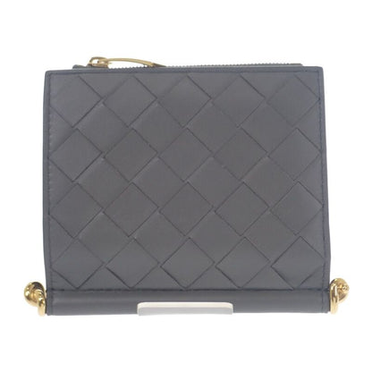 Bottega Veneta Solstice Small 788055 Bifold Wallet Intrecciato Gray Gold