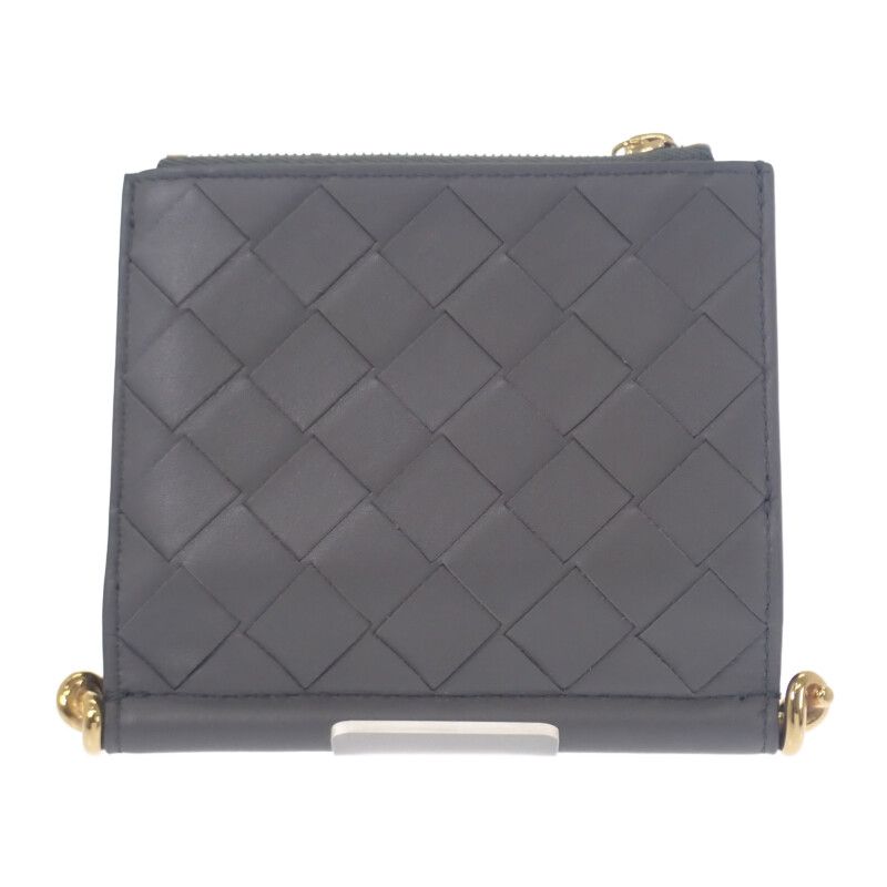 Bottega Veneta Solstice Small 788055 Bifold Wallet Intrecciato Gray Gold