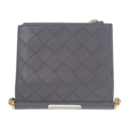 Bottega Veneta Solstice Small 788055 Bifold Wallet Intrecciato Gray Gold