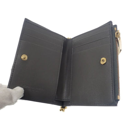 Bottega Veneta Solstice Small 788055 Bifold Wallet Intrecciato Gray Gold