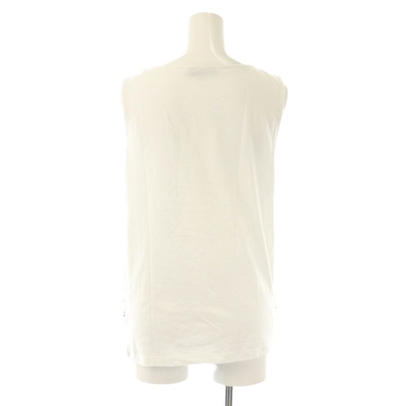 Prada Flower Embellishment Sleeveless Cut And Sewn Tank Top White Blue Yellow