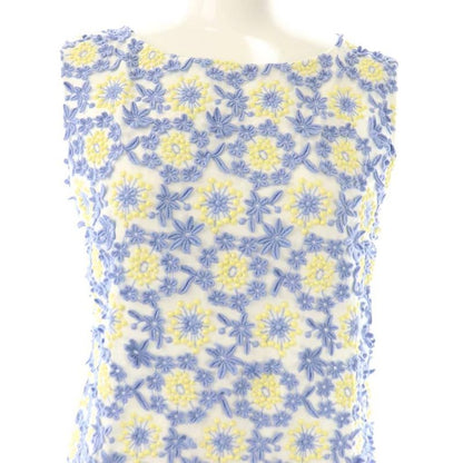 Prada Flower Embellishment Sleeveless Cut And Sewn Tank Top White Blue Yellow