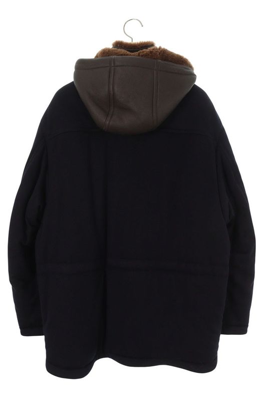 Hermes Lamb Leather Hooded Padded Cashmere Zip Coat Men's 48