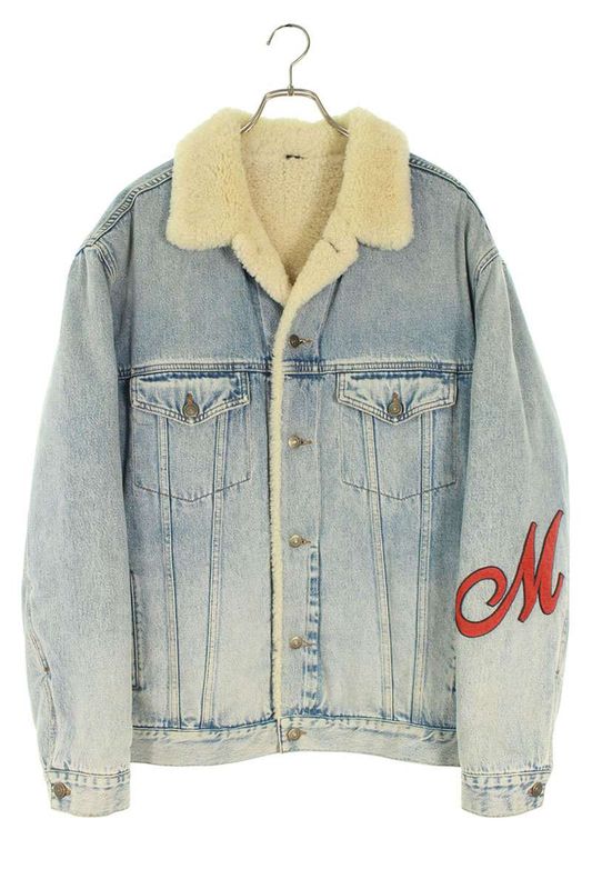 Gucci 458512 Xra29 DIY Patch Embellished Denim Mouton Blouson Men 50