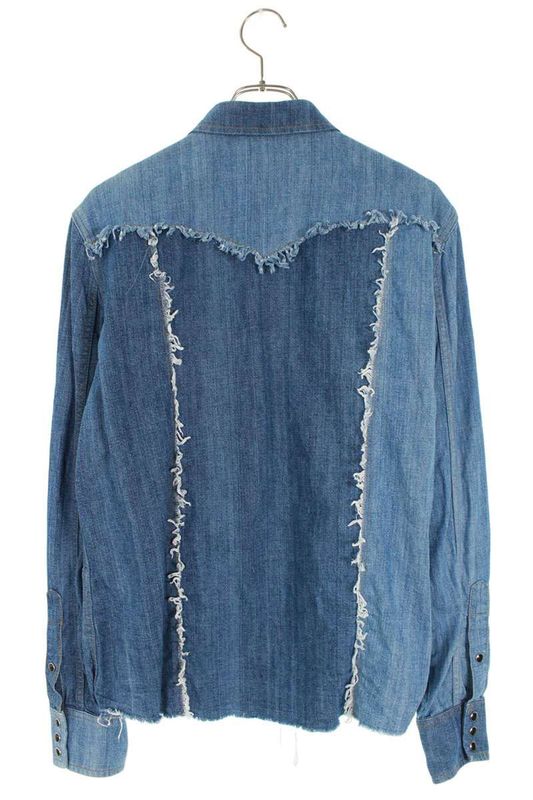 Saint Laurent Paris 551352 Y968t Patchwork Denim Long Sleeve Shirt Men's L