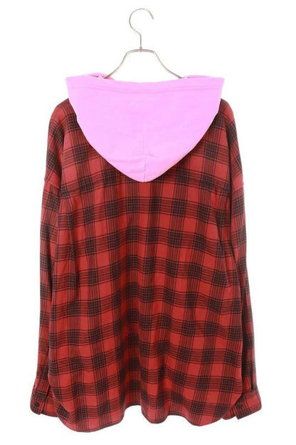 Balenciaga 23SS 746369 Tnm25 Hooded Check Shirt Hooded Checkered Long Sleeve