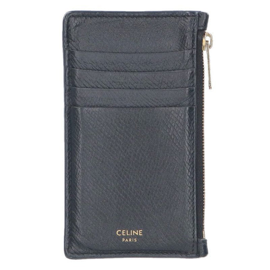 Celine 10b683bel.38no Leather Zip Fragment Case Card Case Men's
