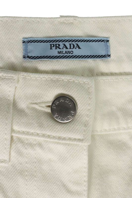 Prada Gfd177 Triangle Logo Plate Denim Skirt Women 36