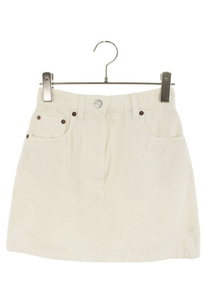 Prada Gfd177 Triangle Logo Plate Denim Skirt Women 36