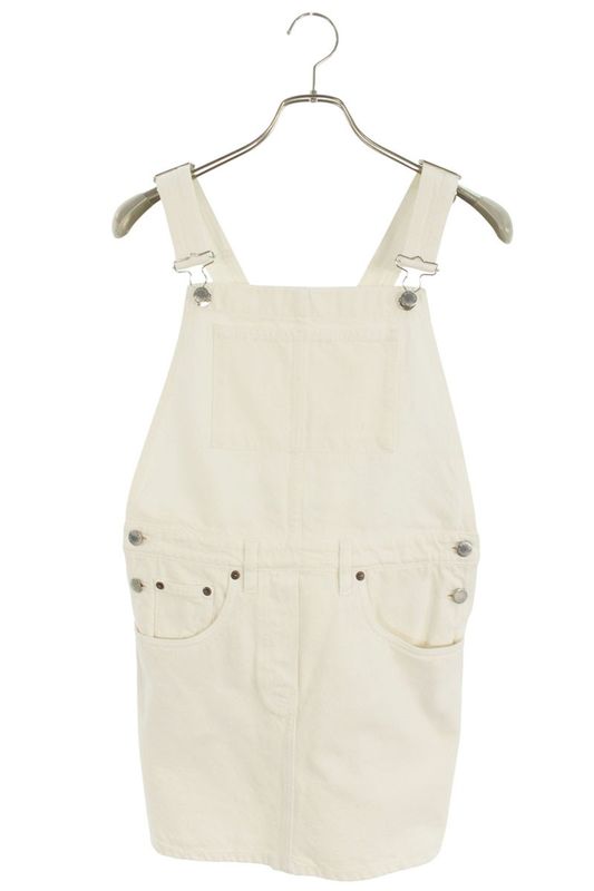 Prada Gfa139 Triangle Logo Plate Denim Skirt Overalls Women 36