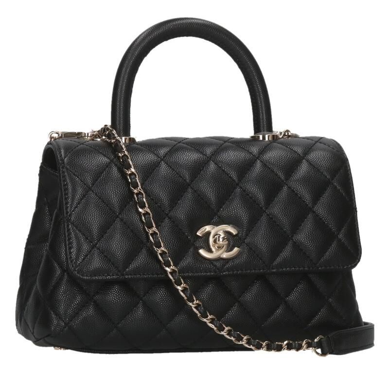 Chanel A92990 Coco Handle Coco Mark Quilted Leather Shoulder Bag Women