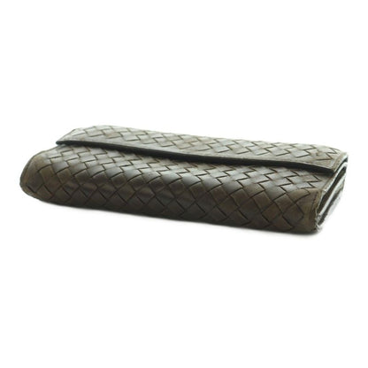 Bottega Veneta Intrecciato Long Wallet Fold Change Pocket Flap Brown 150509 MI
