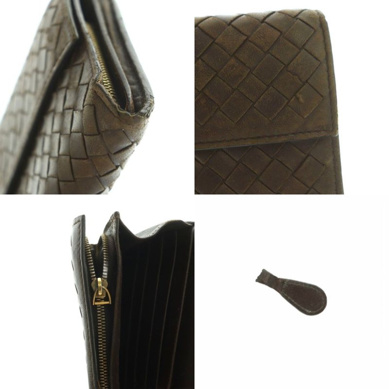 Bottega Veneta Intrecciato Long Wallet Fold Change Pocket Flap Brown 150509 MI