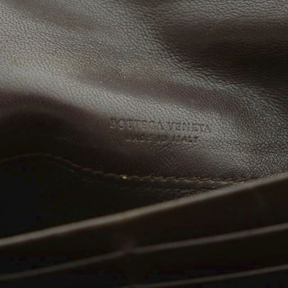 Bottega Veneta Intrecciato Long Wallet Fold Change Pocket Flap Brown 150509 MI