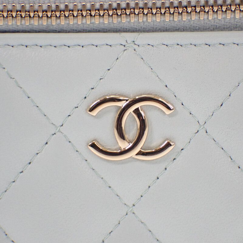 Chanel Vanity Chain Shoulder Ap2199 2WAY Bag Lambskin Light Blue Gold Hardware