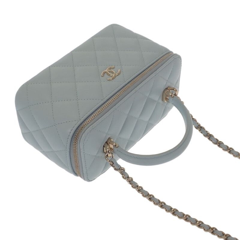 Chanel Vanity Chain Shoulder Ap2199 2WAY Bag Lambskin Light Blue Gold Hardware
