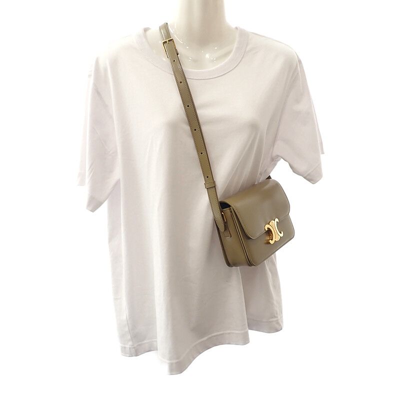 Celine Teen Triomphe Bag 188423bf4.18bz Shoulder Bag Calf Dark Sepia Khaki Gold