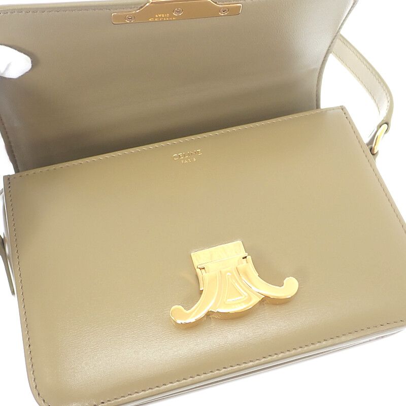 Celine Teen Triomphe Bag 188423bf4.18bz Shoulder Bag Calf Dark Sepia Khaki Gold