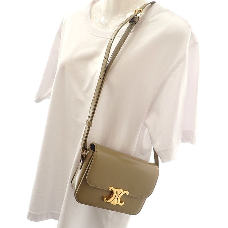 Celine Teen Triomphe Bag 188423bf4.18bz Shoulder Bag Calf Dark Sepia Khaki Gold