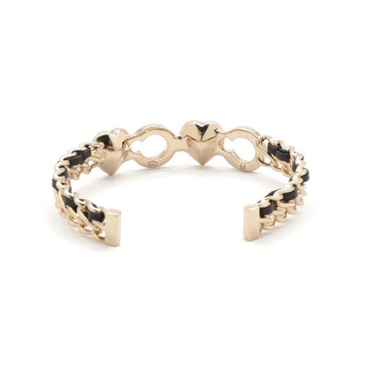 Chanel Bracelet Bangle Cuff Gold Black Logo Heart Pearl Rhinestone
