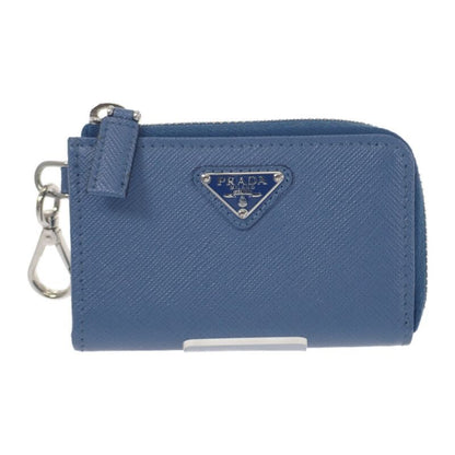 Prada Leather Key Ring 2tt085 Key Case Saffiano Blue Men Ladies Unisex [A Rank