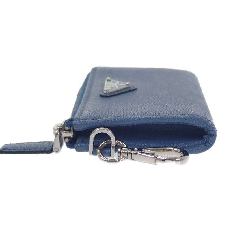 Prada Leather Key Ring 2tt085 Key Case Saffiano Blue Men Ladies Unisex [A Rank