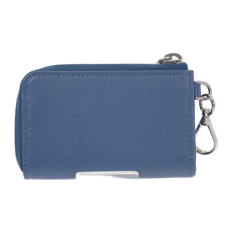 Prada Leather Key Ring 2tt085 Key Case Saffiano Blue Men Ladies Unisex [A Rank