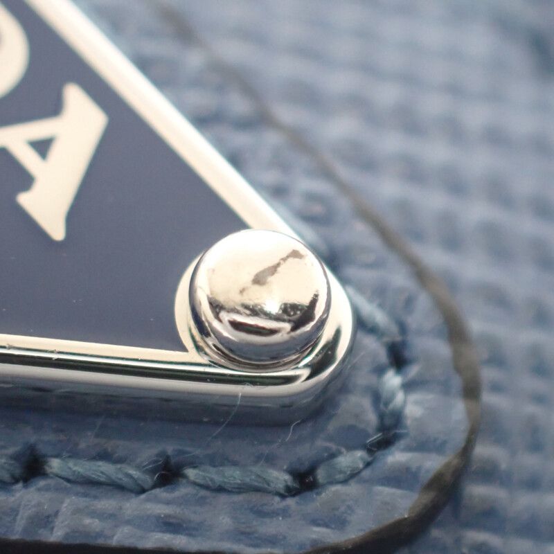 Prada Leather Key Ring 2tt085 Key Case Saffiano Blue Men Ladies Unisex [A Rank