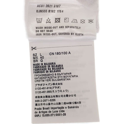 Prada Logo L Ujn555_r182_125e Short Sleeve T-shirt Cotton White Men's Embroidery