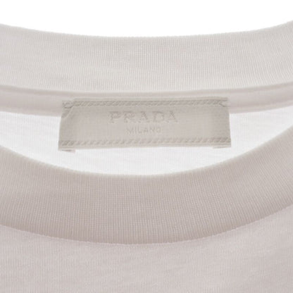 Prada Logo L Ujn555_r182_125e Short Sleeve T-shirt Cotton White Men's Embroidery