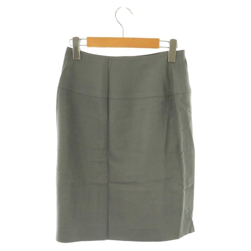 Christian DIOR Rayon Linen Skirt Wrap Skirt Tight Skirt Knee Length M Grey DF -