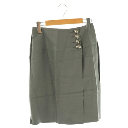 Christian DIOR Rayon Linen Skirt Wrap Skirt Tight Skirt Knee Length M Grey DF -