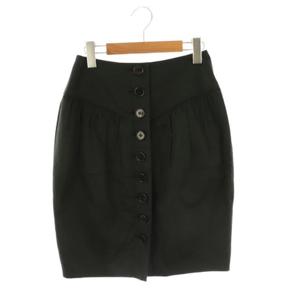 Christian DIOR Front Button Tucked Skirt Tight Skirt Knee Length M Black DF -