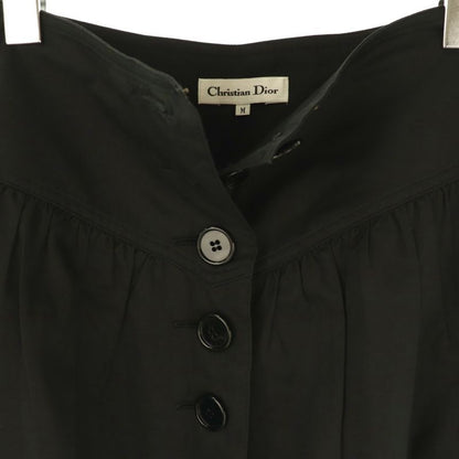 Christian DIOR Front Button Tucked Skirt Tight Skirt Knee Length M Black DF -