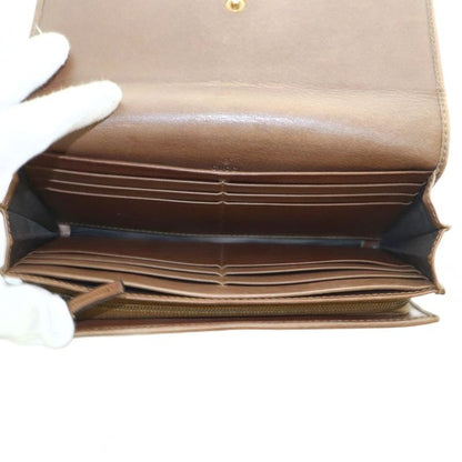 Gucci Interlocking G Long Wallet Fold Change Purse Flap Leather Brown 251724 MI