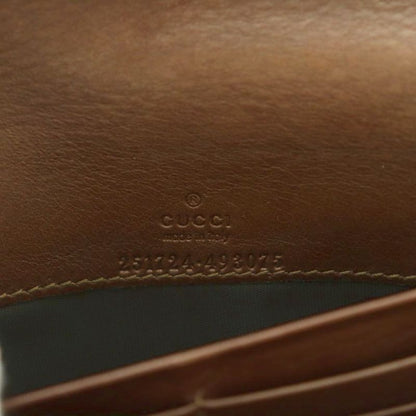 Gucci Interlocking G Long Wallet Fold Change Purse Flap Leather Brown 251724 MI