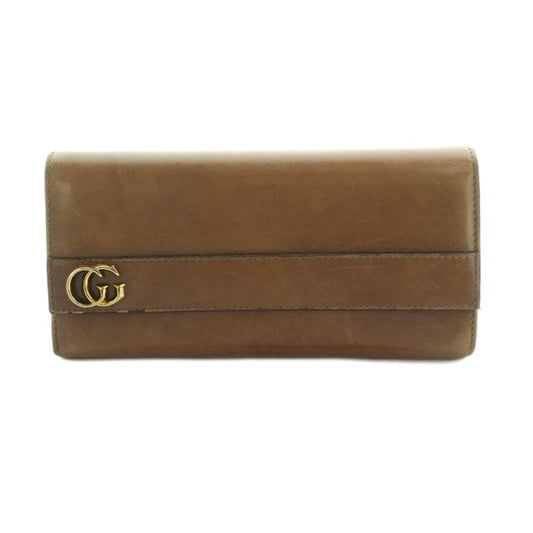 Gucci Interlocking G Long Wallet Fold Change Purse Flap Leather Brown 251724 MI
