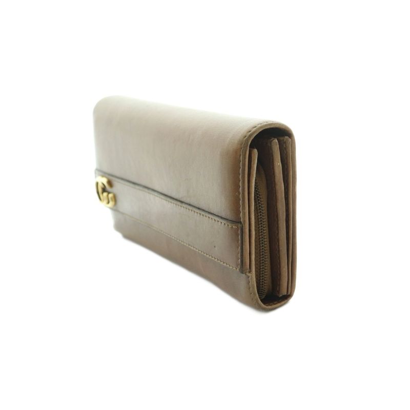 Gucci Interlocking G Long Wallet Fold Change Purse Flap Leather Brown 251724 MI