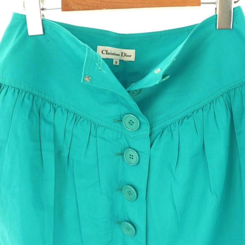 Christian DIOR Front Button Tucked Skirt Tight Skirt Knee Length M Blue DF - OS