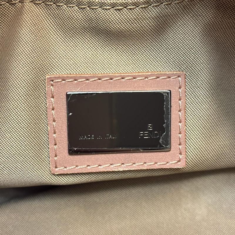 Fendi Tote Bag Zucchino Pattern 8bh073 Beige And Pink Beige Leather