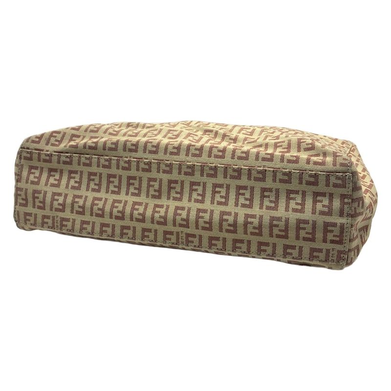 Fendi Tote Bag Zucchino Pattern 8bh073 Beige And Pink Beige Leather